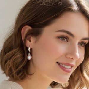 Cezanne Faux Pink Pearl Earrings Nickel Free Sensitive Skin Lever Dangle NWT